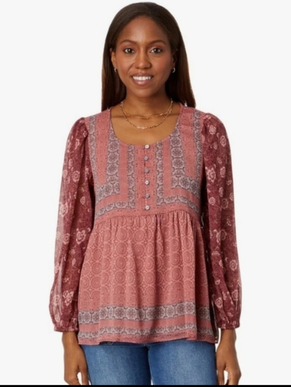 Lucky Brand Women's Top Bohemian Long Sleeve Size Small
